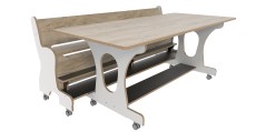 Hoogzit tafel L180 x B80 cm wit grey craft oak met 1 bank Tangara Groothandel voor de Kinderopvang Kinderdagverblijfinrichtin6
